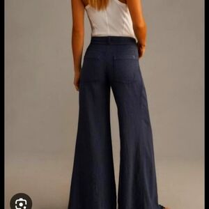 Anthropologie Wide Leg Flare High Rise Linen Pants Sz‎ 26
